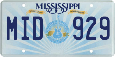 MS license plate MID929