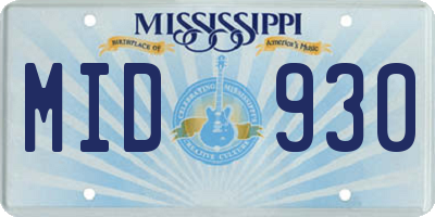 MS license plate MID930
