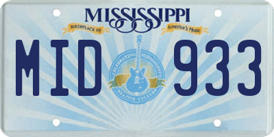 MS license plate MID933