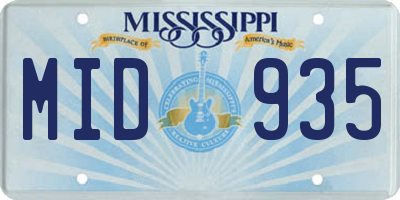 MS license plate MID935
