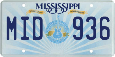 MS license plate MID936