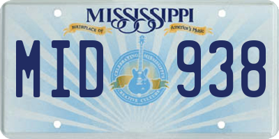 MS license plate MID938