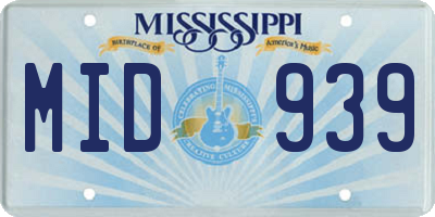 MS license plate MID939