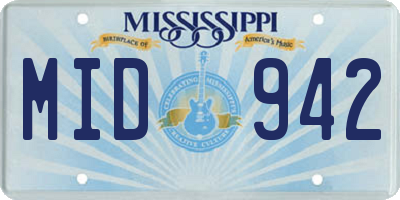MS license plate MID942