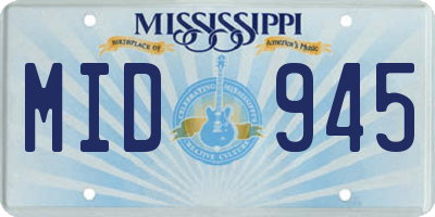 MS license plate MID945
