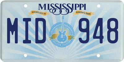 MS license plate MID948