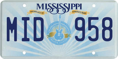 MS license plate MID958