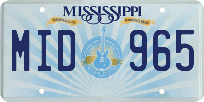 MS license plate MID965