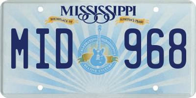 MS license plate MID968