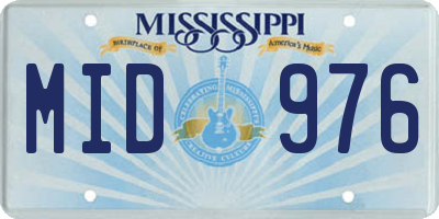 MS license plate MID976