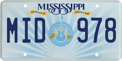 MS license plate MID978