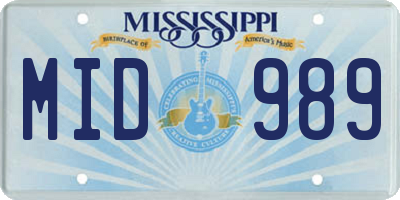 MS license plate MID989