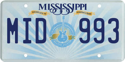 MS license plate MID993
