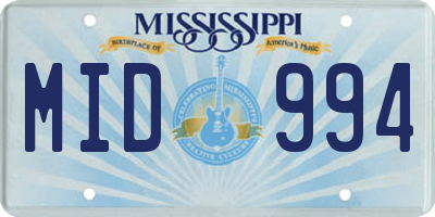 MS license plate MID994