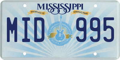 MS license plate MID995