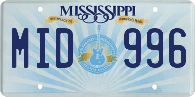 MS license plate MID996