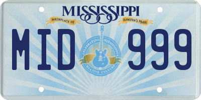 MS license plate MID999