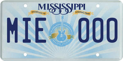 MS license plate MIE000
