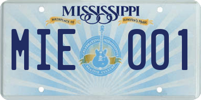 MS license plate MIE001