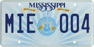 MS license plate MIE004