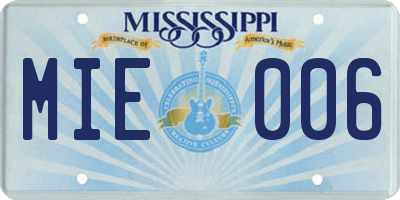 MS license plate MIE006