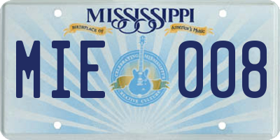 MS license plate MIE008
