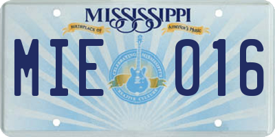 MS license plate MIE016