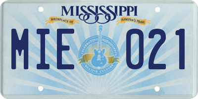 MS license plate MIE021