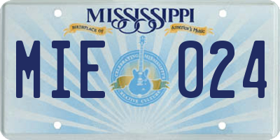 MS license plate MIE024