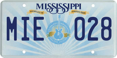MS license plate MIE028