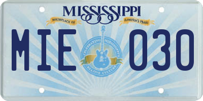 MS license plate MIE030