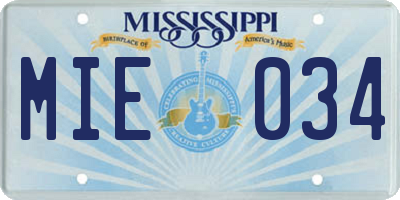 MS license plate MIE034