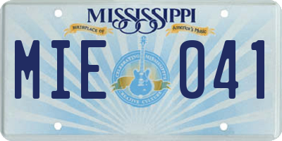 MS license plate MIE041