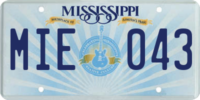 MS license plate MIE043
