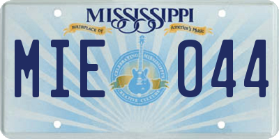 MS license plate MIE044