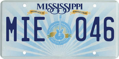 MS license plate MIE046