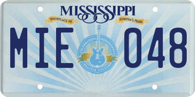 MS license plate MIE048