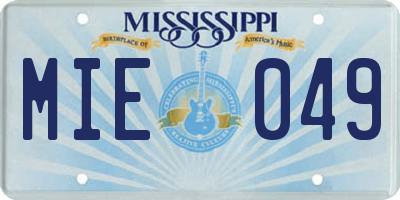 MS license plate MIE049
