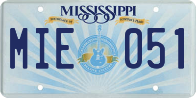 MS license plate MIE051