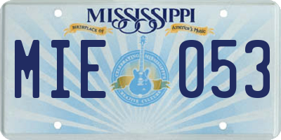 MS license plate MIE053