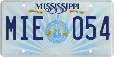 MS license plate MIE054