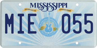 MS license plate MIE055