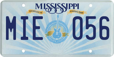 MS license plate MIE056
