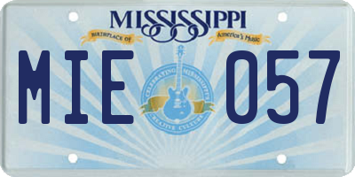 MS license plate MIE057