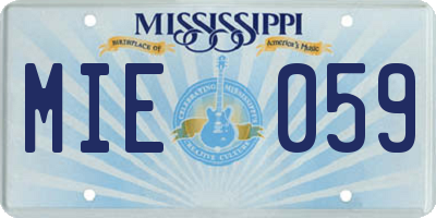 MS license plate MIE059