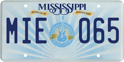 MS license plate MIE065