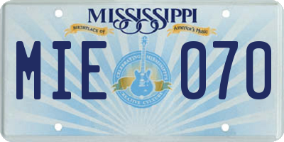 MS license plate MIE070