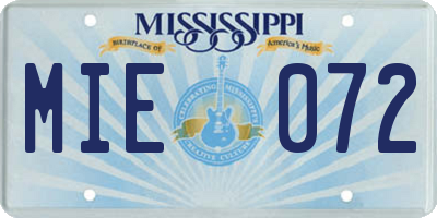 MS license plate MIE072