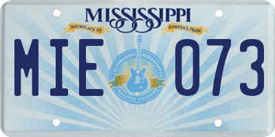 MS license plate MIE073