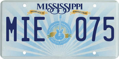 MS license plate MIE075